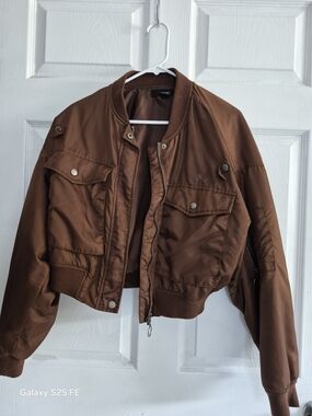 Brown Women's Bomber Jacket - Unbranded